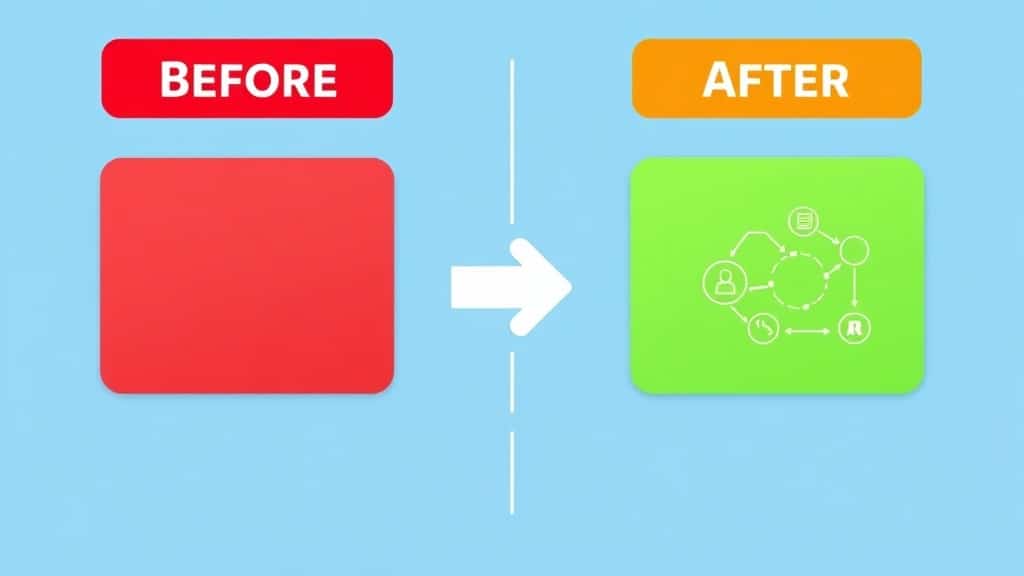 Frustrated entrepreneur staring at a tangled no-code workflow on screen, visual metaphor for over-complexity and poor plannin